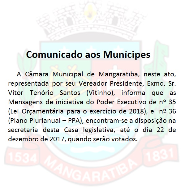 Comunicado aos Munícipes