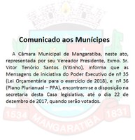 Comunicado aos Munícipes